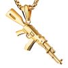 pendentif AK47 or en acier inoxydable