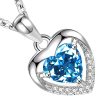 pendentif cœur zircon bleu et argent sterling 925