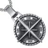 pendentif boussole acier inox noir et argent