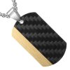 pendentif plaque carbone et or brossé en acier inoxydable