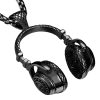 pendentif casque DJ noir en acier inoxydable