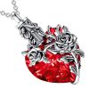 pendentif urne cœur cristal rouge et argent sterling
