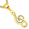 pendentif clé de sol or en acier inoxydable