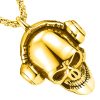 pendentif tête de mort et casque acier inoxydable or