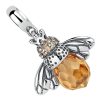 pendentif abeille argent et cristal ambre