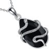 pendentif serpent argent et tourmaline noire