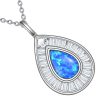 pendentif goutte opale et zircons en argent sterling 925