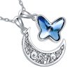 pendentif coffre lune et papillon en argent sterling 925 et cristal