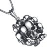 pendentif empilement de crânes acier inoxydable argenté