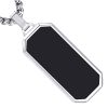pendentif plaque octogonale noir et argent en acier inoxydable