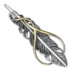 pendentif plume argent et or