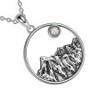 pendentif rond horizon montagnard argent 925 et opale