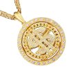 pendentif rotatif dollar or et zircons en acier inoxydable