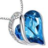 pendentif cœur cristal bleu zircons et acier inoxydable