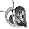 pendentif cœur cristal gris acier inox et zircons