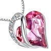 pendentif cœur cristal rouge zircons et acier inoxydable