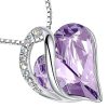 pendentif cœur cristal violet et zircons en acier inoxydable