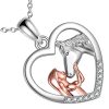 pendentif fille et cheval argent et or rose