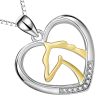 pendentif cœur et cheval argent et or