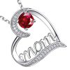 pendentif cœur zircon rouge et acier inoxydable
