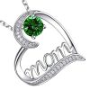 pendentif cœur zircon vert et acier inoxydable