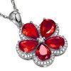 pendentif trèfle rubis et zircons
