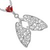 pendentif poumons cœur rouge en cristal et argent sterling